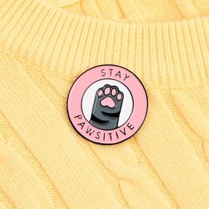 Stay pawsitive (positive) kawaii pin